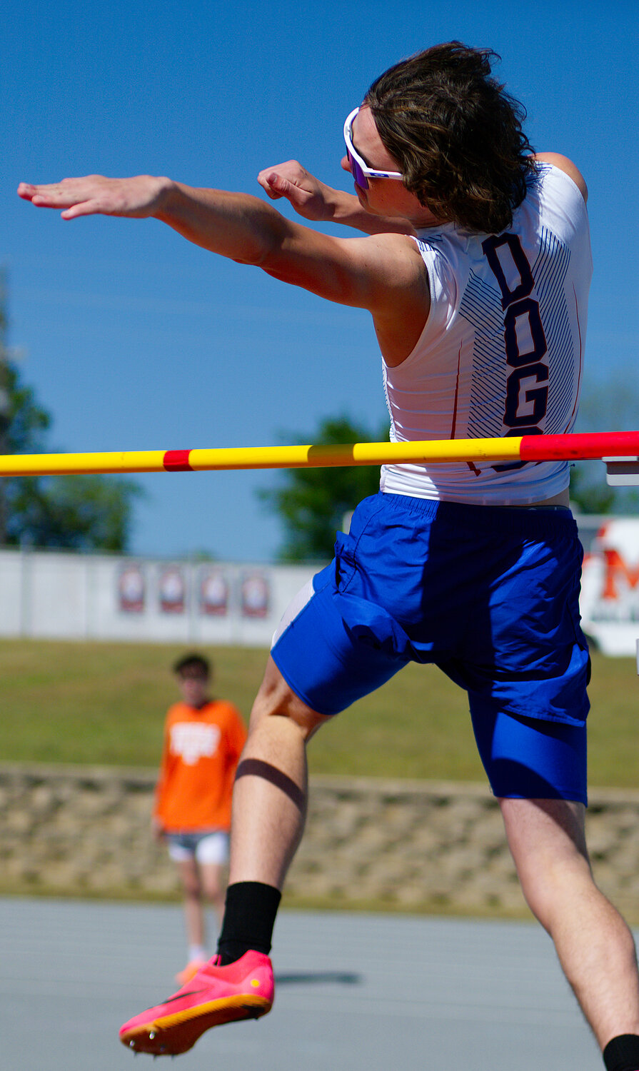 Bryson Hobbs' 5'8" leap captured second place in the high jump for Quitman. [see more speed and strength on display]